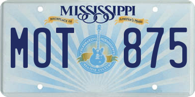MS license plate MOT875