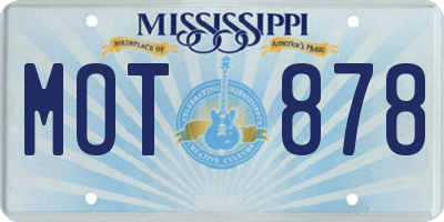 MS license plate MOT878