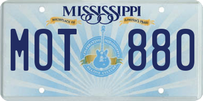MS license plate MOT880