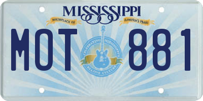 MS license plate MOT881