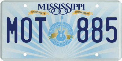 MS license plate MOT885
