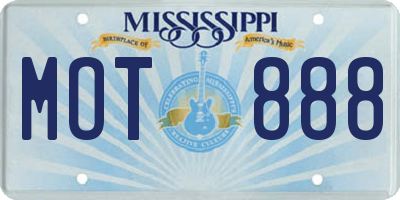 MS license plate MOT888