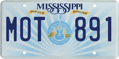 MS license plate MOT891