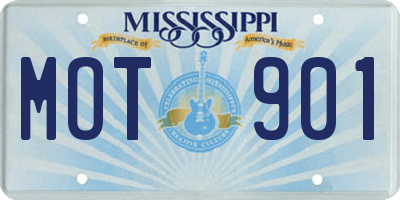 MS license plate MOT901