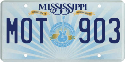 MS license plate MOT903