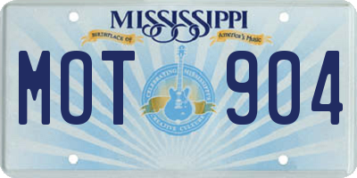 MS license plate MOT904