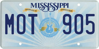 MS license plate MOT905