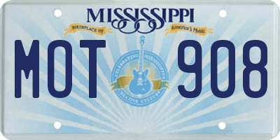 MS license plate MOT908