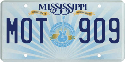 MS license plate MOT909
