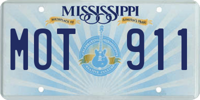 MS license plate MOT911