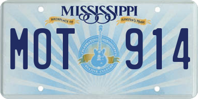 MS license plate MOT914