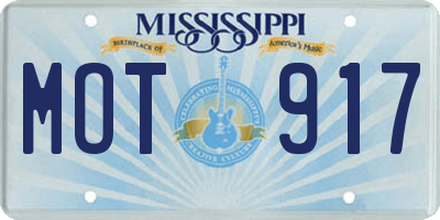 MS license plate MOT917