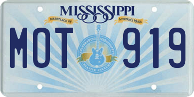 MS license plate MOT919