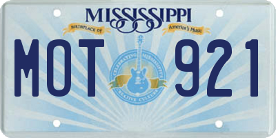 MS license plate MOT921