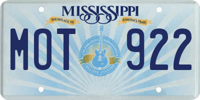 MS license plate MOT922