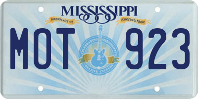 MS license plate MOT923