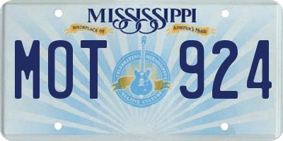 MS license plate MOT924