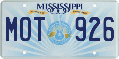 MS license plate MOT926