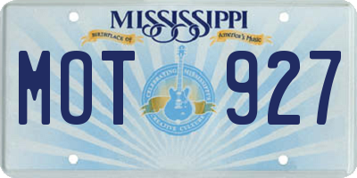MS license plate MOT927