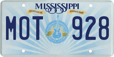 MS license plate MOT928