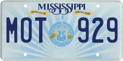 MS license plate MOT929