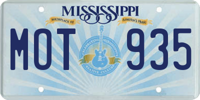MS license plate MOT935