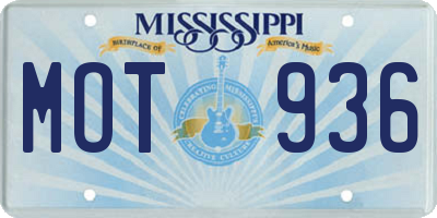 MS license plate MOT936