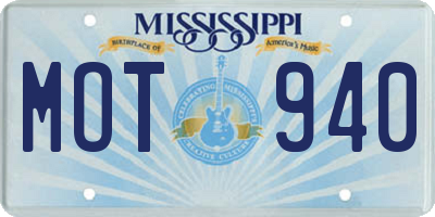 MS license plate MOT940