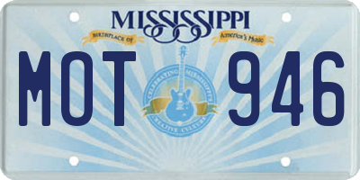 MS license plate MOT946