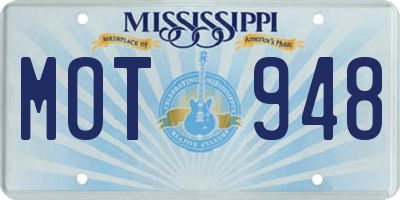 MS license plate MOT948