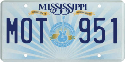 MS license plate MOT951