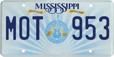 MS license plate MOT953