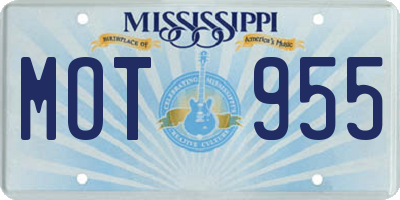 MS license plate MOT955