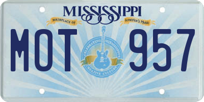 MS license plate MOT957