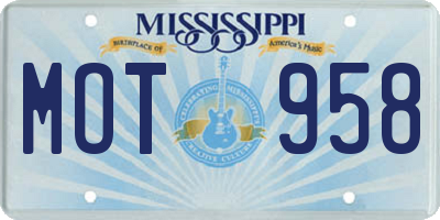 MS license plate MOT958