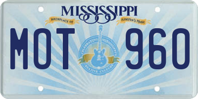 MS license plate MOT960