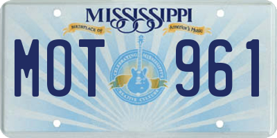 MS license plate MOT961