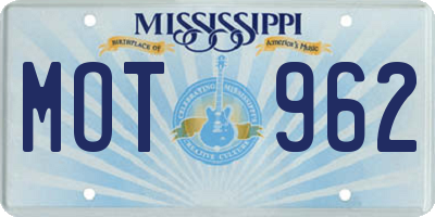 MS license plate MOT962
