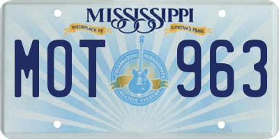 MS license plate MOT963