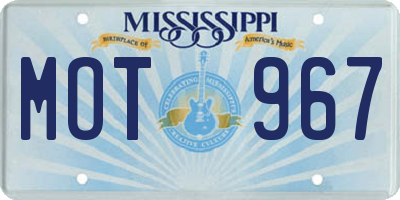 MS license plate MOT967