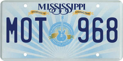 MS license plate MOT968