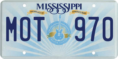 MS license plate MOT970