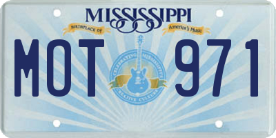 MS license plate MOT971