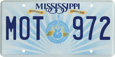 MS license plate MOT972
