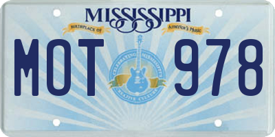 MS license plate MOT978