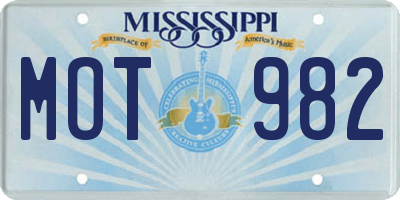 MS license plate MOT982