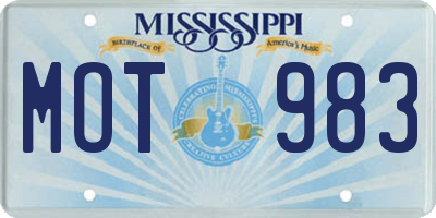 MS license plate MOT983