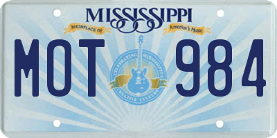 MS license plate MOT984