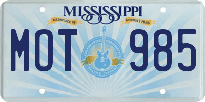 MS license plate MOT985