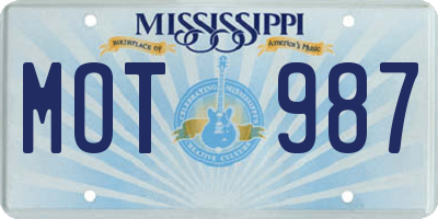 MS license plate MOT987